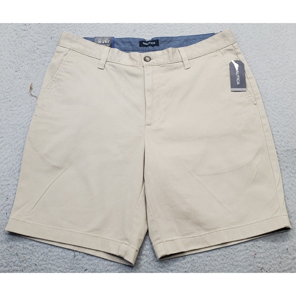 Nautica The Deck Shorts Mens 33W Brown Classic Fit Stretch Flat Front Outdoor